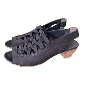 Paul Green Mattie Black Suede Slingback Sandals Size UK 6.5 US 8.5‎